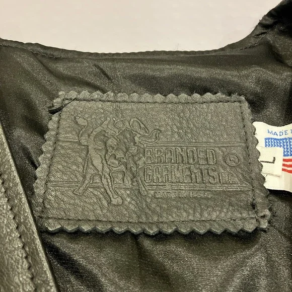 Branded Garments Black Leather Vest Joe Camel Cigarettes Logo Women's L Pockets - Picture 3 of 12